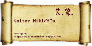 Kaizer Miklós névjegykártya